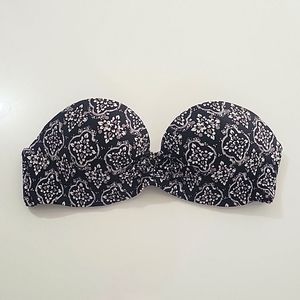 Holister Black & Gray Strapless Push-up Bikini Top Sz 34C